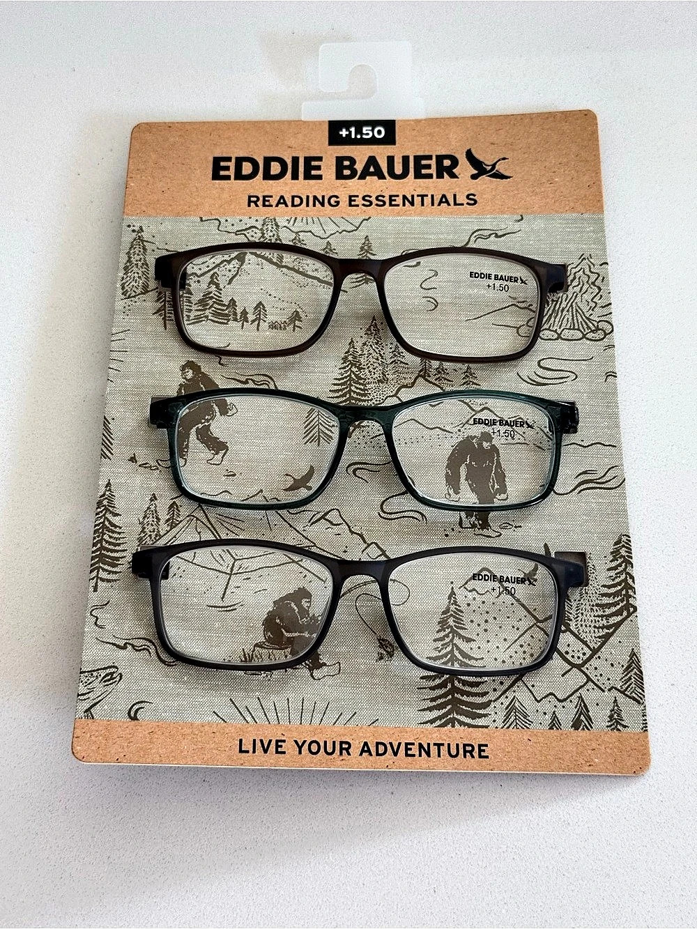 Eddie Bauer Reading Essentials Reading Glasses 3-Pair +1.5 Set Black & Green NW